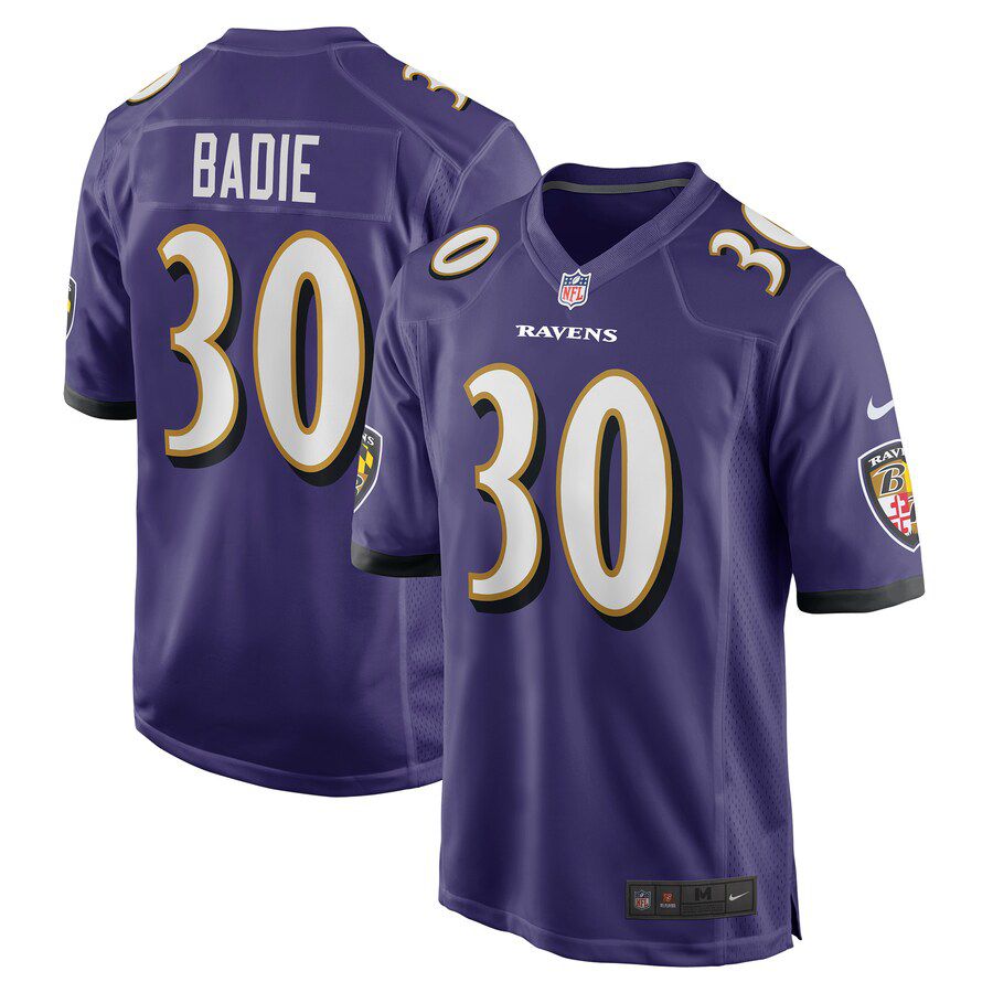 Men Baltimore Ravens #30 Tyler Badie Nike Purple Player Game NFL Jersey